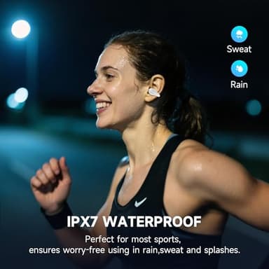 Open Ear Earbuds Wireless Bluetooth 5.3 Earphones, Flexible Clip On Ear buds with 36H Playtime LED Display Bone Conduction Headphones, Waterproof Light Weight Fit for Every Ear, Sport Frosted White - Image 7