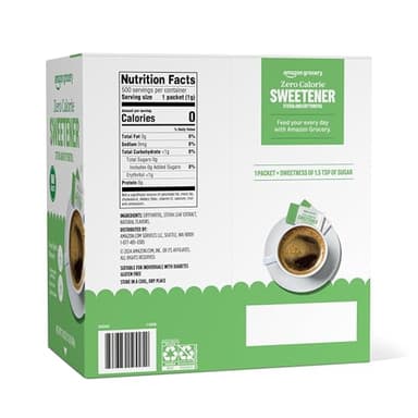 Amazon Grocery, Zero Calorie Stevia and Erythritol Sweetener Packets, 500 Ct (Previously Happy Belly, Packaging May Vary) - Image 2