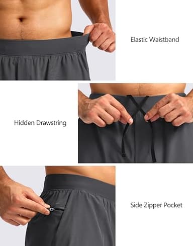 Soothfeel Men's 2 in 1 Running Shorts with 4 Pockets 5 Inch Quick Dry Gym Active Workout Athletic Shorts for Men with Liner(Grey&Black, XL) - Image 6