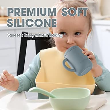 Cuddle Campus Sippy Cups 7OZ, [4 in 1] Baby Cups, Shatterproof Silicone Straw Cup,Open Cup for 6M, 6M+,6-12 Months,1/1+ Year Old Baby,Toddler - Image 5