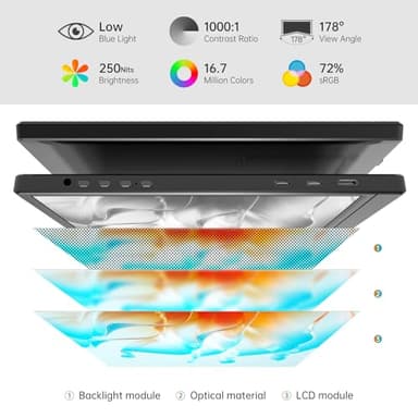 WCV Portable Monitor 15.6 Inch 1080P USB-C HDMI Ultra-Slim Travel Monitor with Kickstand, Compatible with Xbox, Laptop, PC, Mac Phone, PS, Swich IPS Ultra-Thin Zero Frame Gaming Monitor - Image 2