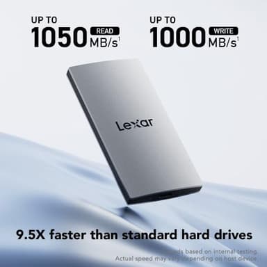 Lexar 2TB ES3 External SSD, Up to 1050MB/s Read, Storage Expansion, Compatible w/USB-C Smartphones, iPhone 15/16, PC, Mac, Tablets, Sleek & Sturdy Design, Silver (LES3XXX002T-RNSAU) - Image 2