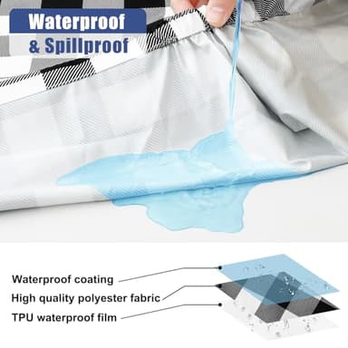 Smiry Picnic Table Cloth 2 Pack, Waterproof Elastic Fitted Tablecloths for 6FT Rectangle Tables, Washable Polyester Buffalo Plaid Tablecloth for Camping, Dining & Outdoor (Black & White, 30" x 72") - Image 4