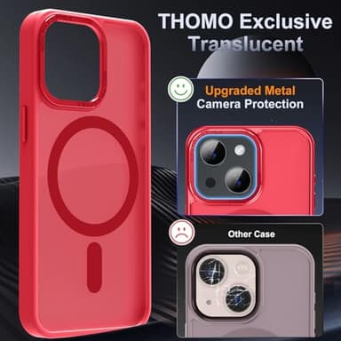 Thomo Strong Magnetic for iPhone 13 Case & iPhone 14 Case [Compatible with Magsafe] Translucent Matte Slim Shockproof Women Girl Anti-Fingerprint Protective Case for iPhone 14/13 6.1", Red - Image 4