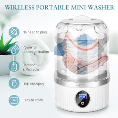 Underwear Washing Machine | Mini Portable Washing Machine with Rechargeable 3000mAh | Compact Deep Cleans Underwear, Baby Clothes | Ultra-Lightweight for Apartment, Dorm, RV, Travel & Hotel Use - Image 2