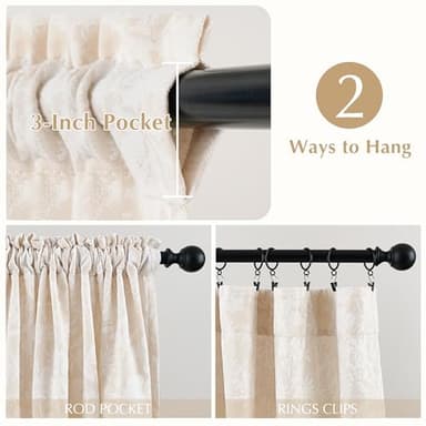 Cute Floral Velvet Curtains 102 Inches Long 2 Panels for Bedroom Rod Pocket Light Filtering Drapes Soft Chenille Textured Airy Modern Farmhouse Living Room Window Drapes Morandi Decor 52x102 Beige - Image 7