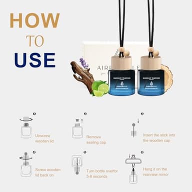 Car Air Freshener Hanging 2 Pack Car Air Fresheners Diffuser - Mahogany Teakwood Fragrance Oil Air Diffuser for Car, 45+ days Long Lasting Fragrance, Two 0.27 FL OZ/8ML Made in USA Car Air Fresheners - Image 6