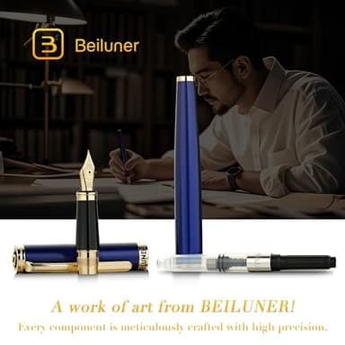 BEILUNER Blue Fountain Pen,Stunning Luxury Pens with 24K Gold Finish, Gorgeous 24K Gilded Nib(Fine), Trustworthy Pen Gift for Men&Women -Ink Converter-Elegant, Graduation,Nice Pen for Writing - Image 6