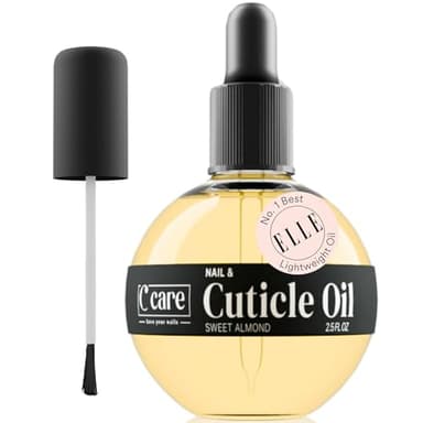 C CARE Sweet Almond Cuticle Oil For Nails - Repairs Cuticles Overnight - Moisturizes and Strengthens Nails and Cuticles - Dropper & Brush included - 2.5oz - Image 1