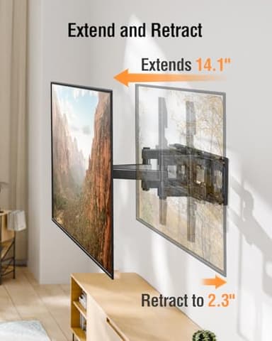 EconoMe TV Wall Mount for Most 26-65 inch tvs, Full Motion TV Mount Swivel and Tilt, Wall Mount Bracket Max VESA 400x400mm, Holds up to 99 lbs, Fits 12” 16" Wood Studs. - Image 2