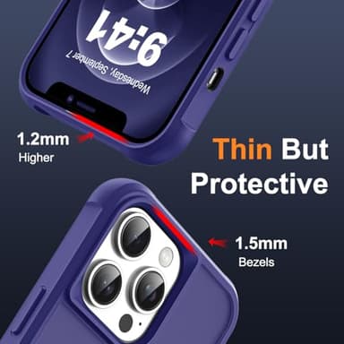 SKYLMW Compatible with iPhone 12 Pro Max Case & iPhone 13 Pro Max Case with Invisible Magnetic O-Ring Stand Translucent Phone Cases 6.7" [Compatible with Mag-Safe][Great Grip Feeling], Navy - Image 6