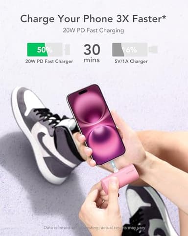 charmast Small Portable Charger for iPhone 16/15, 5000mAh Ultra-Compact 20W PD Fast Charging USB C Power Bank Mini Battery Pack Compatible with iPhone 16/16 Pro Max/15/15 Pro Max, Samsung S24 - Image 3