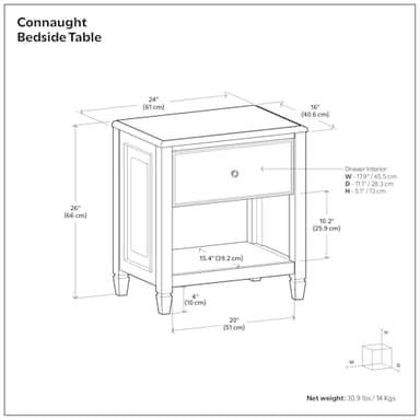 SIMPLIHOME Connaught SOLID WOOD 24 inch Wide Traditional Bedside Nightstand Table in Distressed Grey for the Living Room and Bedroom - Image 3