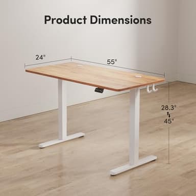 FEZIBO Electric Standing Desk, 55" x 24" Adjustable Height Sit/Stand Desk for Home Office, Ergonomic Workstation Computer Desk, Light Rustic - Image 3