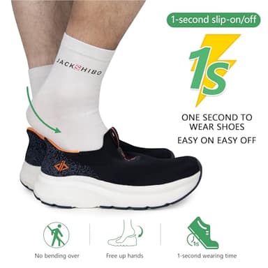 JACKSHIBO Mens Slip Ins Free up Hands Shoes Wide Toe Box Arch Support Orthopedic Walking Sneakers Cushioned Thick Zero Drop Sole Metatarsal Pads Blue Size 10.5 - Image 2