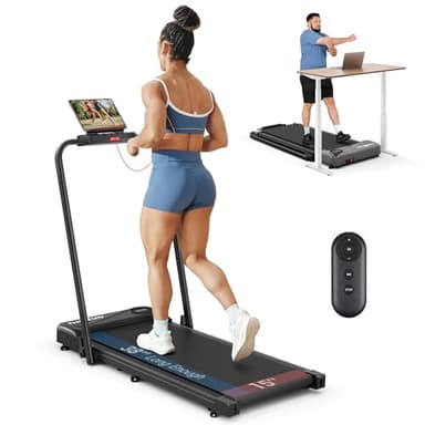 THERUN Walking Pad, 2 in 1 Foldable Treadmills for Home, 2.5HP Under Desk with Handle Bar, 16" Widened Running Belt, with Remote Control - Image 1