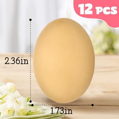 12 PCS Brown Wooden Eggs to Paint Fake Easter Eggs Dummy Faux Wooden Eggs for Crafts, Easter Decorations, Get Hens to Lay Eggs - Image 2