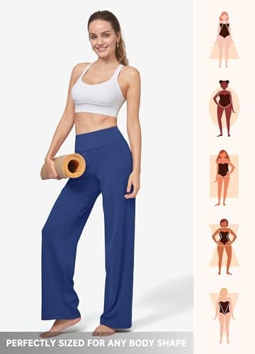 Willit Women's Yoga Pants Wide Leg Dress Work Pants Stretch Casual Pants Slacks with Pockets High Waist 28" Royal Blue L - Image 6