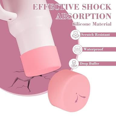 Brohood Compatible with Stanley Cup Accessories, Cup Accessories for Stanley with Tumbler Straw Cover, Pearl Water Bottle Handle Strap, Boot, Keychain Charms for Stanley 30/40 oz Decorations (Pink) - Image 2