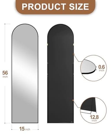 Delma Arched Mirror Full Length,Standing Mirror Full Body,Large Floor with Stand for Wall Entryway Door Bedroom Bathroom Living Room - Image 5