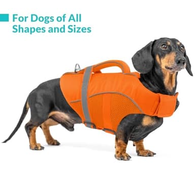 Queenmore Dog Life Vest, Adjustable Ripstop Dog Life Jacket for Swimming Boating, Doggy Lifesaver with Superior Buoyancy and Rescue Handle, Pet Swimming Vest for Small Dogs（Orange,S） - Image 4