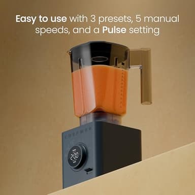 Chefman Obliterator 48 oz Countertop Blender for Smoothies, 1380W Motor to Crush Ice, Nuts, and Frozen Fruit with Stainless Steel Blade, Auto Blend Function, Includes Tamper and Scraper - Midnight - Image 6