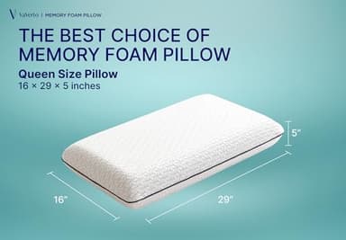 Vaverto Queen Size Gel Memory Foam Pillow - Ventilated, Orthopedic, Bed Pillow, Cooling, with Viscose Made from Bamboo Cover - Essential for College Dorms - Image 3