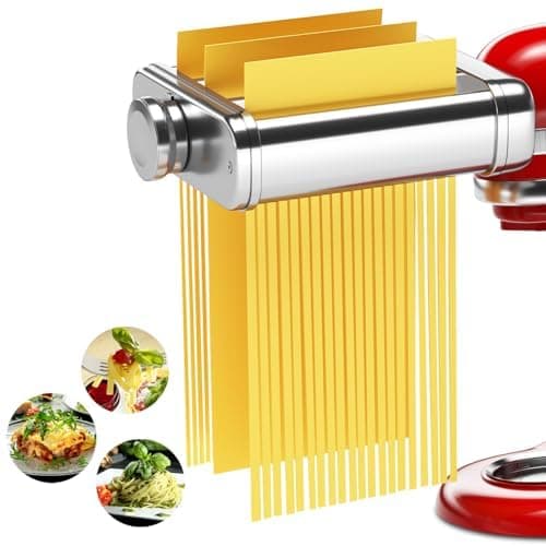 3IN1 Pasta Maker Attachment for All KitchenAid Mixers, Kitchen aid Pasta Attachment Includes Pasta Sheet Roller, Spaghetti Cutter & Fettuccine Cutter, with Cleaning Brush - Image 1