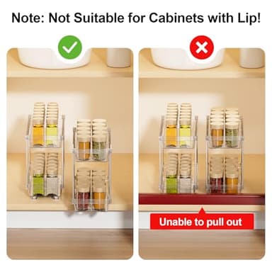 PanPanPal 2 Packs Pull Out Spice Rack Organizer for Cabinet, 2 Tier Vertical Spice Organization, 5.47" Wx11.14 Dx9.76 H, Cabinet Size Need:13'' High x 12'' Deep x 6'' Wide(Not for Cabinet with Lip) - Image 5