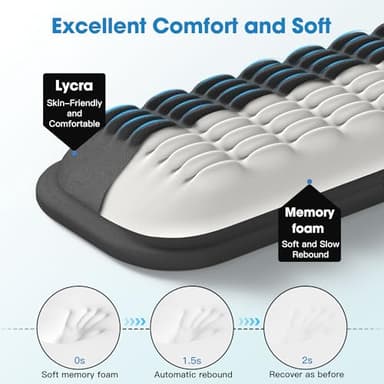 MEKASS Ergonomic Wrist Rest for Keyboard and Mouse, Soft Memory Foam Keyboard Wrist Rest Set with Non-Slip Silicone Base, Easy Typing, Pain Relief, Comfort for Office, Work, Gaming (Classic Black) - Image 3