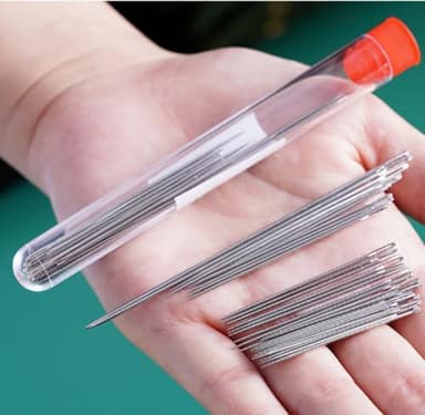 Big Eye Steel Sewing Needles Kit, Stainless Steel Needles for Hand Sewing, 34/36PCS Big Eye Steel Needles Set - Long & Thin Handmade Quilting & Sewing Needles Kit for Household, DIY (36pcs) - Image 5