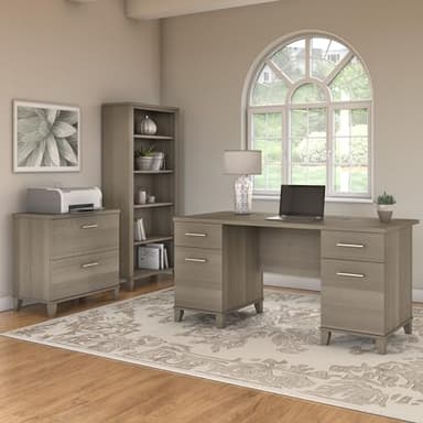 Bush Furniture Somerset 5 Shelf Bookcase in Ash Gray, Tall Bookshelf, Large Book Shelf for Living Room, Home Office, or Entryway - Image 4