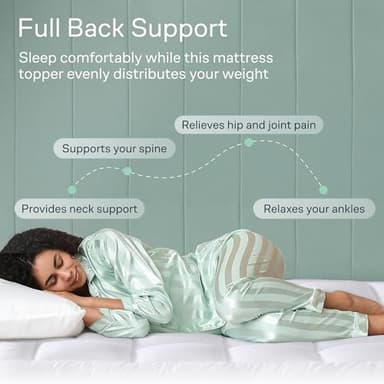 Cloud-Like Twin Mattress Topper - 100% Cotton Top Mattress Pad for Back Pain Relief - Breathable & Naturally Cooling for Hot Sleepers - Image 5