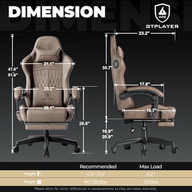 GTPLAYER ACE-PRO Music Gaming Chairs – Built-in Speakers, App Support & Bluetooth Control, Footrest & Pocket, Gamer Chair for Adults, Light Brown - Image 3