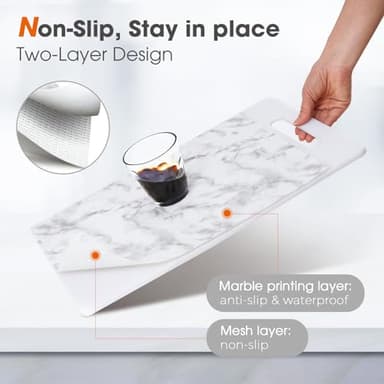 Beautysaid Shelf and Drawer Liner for Ktichen Cabinet, Non Adhesive Non Slip Shelf Paper Waterproof Washable Thickened for Dresser Pantry Shelve Bathroom Protector Liner(Marble,23.6 in x 30 FT) - Image 2