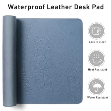Aothia Leather Desk Pad Protector, Office Mat, Large Mouse Pad, Non-Slip PU Leather Blotter, Laptop Desk Pad, Waterproof Writing Pad for Office and Home (Denim Blue, 31.5" x 15.7") - Image 6