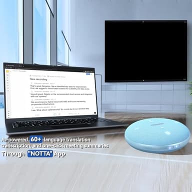 Bluetooth Conference Speakerphone M4 with AI Noise Reduction, AI Summaries, AI Transcription with 60-Language Support, 13FT 360° Voice Pickup,10-Hour Battery Life for Zoom and Teams, Blue - Image 2