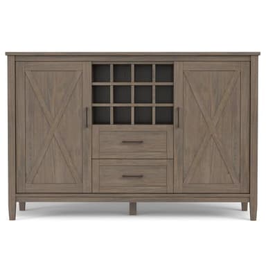 SIMPLIHOME Ela Solid Wood and Pine 54 inch x 18 inch Rectangle Transitional Sideboard with Wine Storage in Smoky Brown for The Dining Room and Kitchen - Image 5