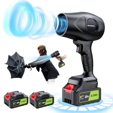 Electric-Cordless-Leaf-Blower - 600000RPM Handheld Leaf Blower - 2 X 4.0Ah Batteries and Charger Included, Lightweight Leaf Blowers for Patio Cleaning Dark - Image 1