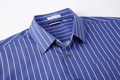 Alex Vando Mens Button Down Shirts Wrinkle Free 4-Way Stretch Print Business Casual Shirt,Blue Stripe,XL - Image 3