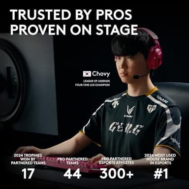 Logitech G PRO 2 Lightspeed Wireless Gaming Mouse, Right- or Left-Handed Mouse with up to 4 Customizable and Switchable Magnetic Side Buttons, 44K DPI Sensor, USB-C Charging, for PC/Mac - Magenta - Image 3