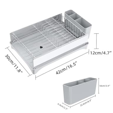 Gajbah Dish Drying Rack, Dish Racks for Kitchen Counter with Drain, Dish Drying Rack for Kitchen Counter with Cutlery Holder.16.5"(D) X 12"(W) (Light Grey) - Image 6