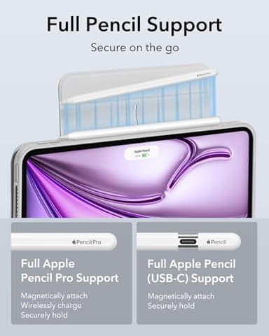 ESR for iPad Air 13 Inch Case (2025/2024) M3/M2 with Pencil Holder, Removable Magnetic Cover, Vertical Stand, Fully Supports Pencil Pro and Pencil(USB-C), Rebound 360 Series, White - Image 8