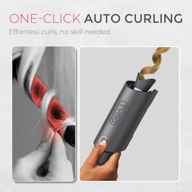 TYMO Automatic Rotating Curling Iron - TYMO CURLPRO Beach Waves Curling Wand, Portable Hair Curler, 500 Million Ionic, Dual Voltage & Lightweight for Travel, Ceramic Coating, 1 Inch, Metallic Gray - Image 2