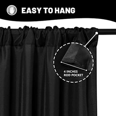 Black Backdrop Curtain for Party, Background Drapes Panels with Rod Pocket, Wrinkle Free Black Photo Curtains Backdrop Drapes Fabric Decoration for Wedding, Birthday Party Decor 5ft x 10ft, 2 Panels - Image 5
