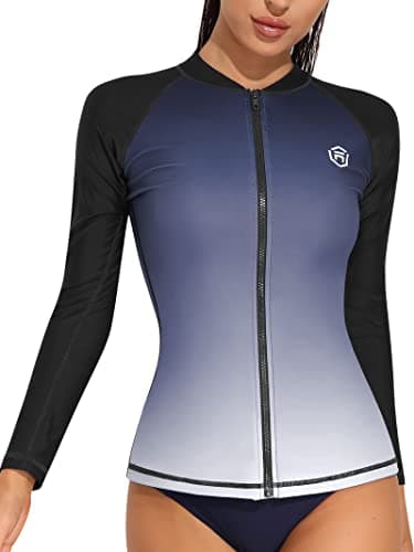 ATTRACO Sun Shirts for Women Long Sleeve Uv Protection Water Beach Surf Swim Top Gradient Gray M - Image 1