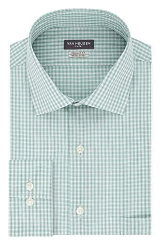 Van Heusen Men's Dress Shirt Regular Fit Flex Collar Check, Vert, 18" Neck 32"-33" Sleeve - Image 1
