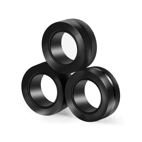 Buluwams ADHD Autism Sensory Stress Toys Teen Boys ADHD Autism Sensory Toys for Kids Black Magnetic Fidget Rings 3pcs - Image 1