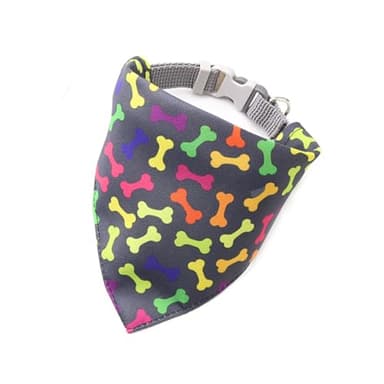 Dog Bandana Collars with D-Ring Removable,Pet Bandana Scarf with Quickly Release Buckle Adjustable for Cats Puppy Kittens Small Dogs_Colorful Bone - Image 1