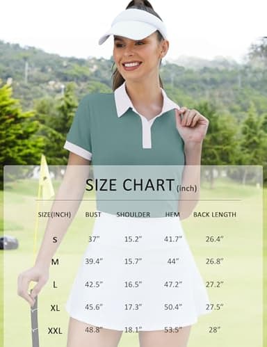 LOMON Polo Shirts for Women Short Sleeve Summer Collared Shirts Breathable Quick Dry Active Workout Top Tennis Golf Clothes Green XXL - Image 4